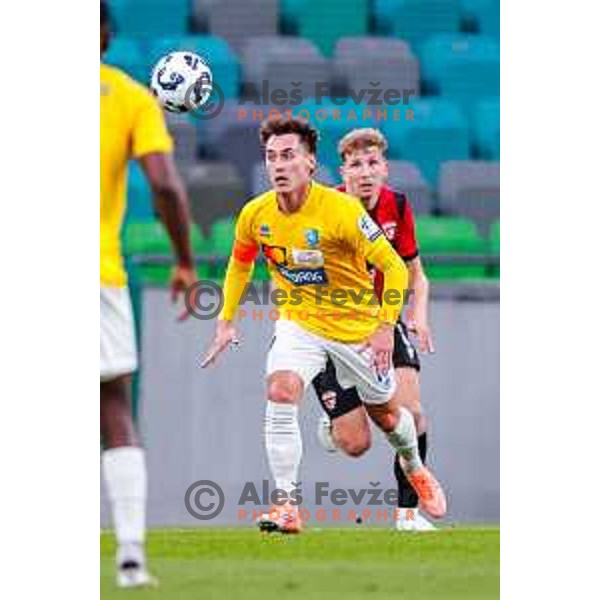 Martin Pecar in action during Prva liga Telemach 2025/2026 football match between Bravo Big Bang and Primorje in Ljubljana, Slovenia on October 19, 2025