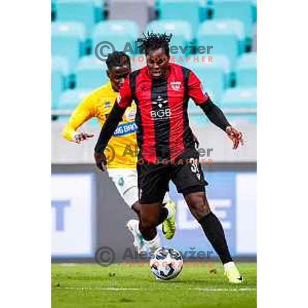 Ishaq Rafiu in action during Prva liga Telemach 2025/2026 football match between Bravo Big Bang and Primorje in Ljubljana, Slovenia on October 19, 2025