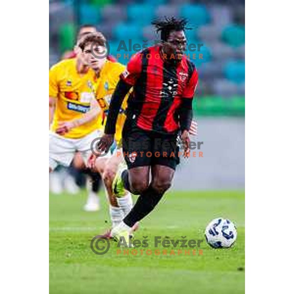 Ishaq Rafiu in action during Prva liga Telemach 2025/2026 football match between Bravo Big Bang and Primorje in Ljubljana, Slovenia on October 19, 2025