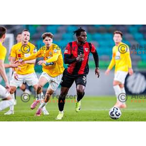 Ishaq Rafiu in action during Prva liga Telemach 2025/2026 football match between Bravo Big Bang and Primorje in Ljubljana, Slovenia on October 19, 2025