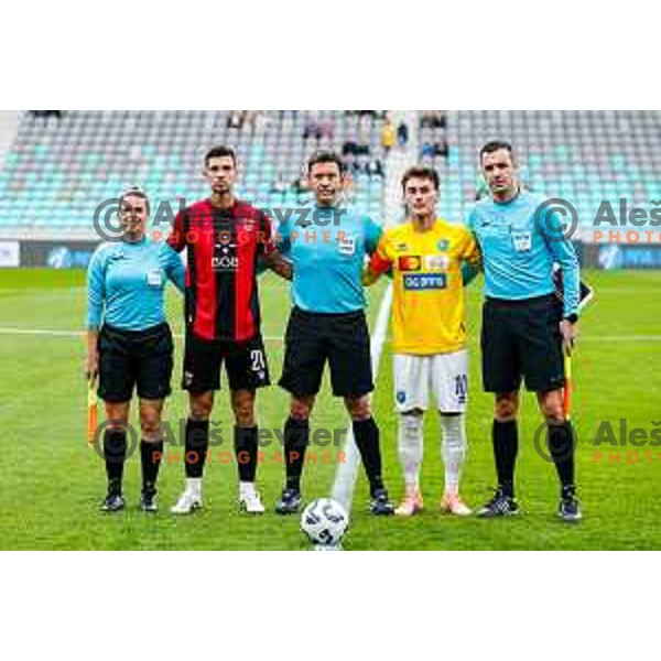 Nik Jermol and Martin Pecar before the start of Prva liga Telemach 2025/2026 football match between Bravo Big Bang and Primorje in Ljubljana, Slovenia on October 19, 2025