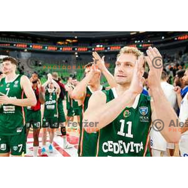 Jaka Blažič of KK Cedevita Olimpija during ABA League 2025/2026 basketball match between Cedevita Olimpija (SLO) and Zadar (CRO) in SRC Stozice, Ljubljana, Slovenia on October 19th, 2025.