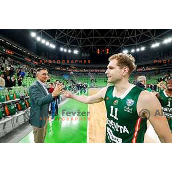 during ABA League 2025/2026 basketball match between Cedevita Olimpija (SLO) and Zadar (CRO) in SRC Stozice, Ljubljana, Slovenia on October 19th, 2025.
