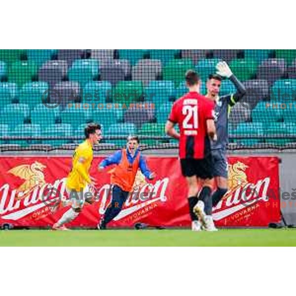 Martin Pecar celebrates a goal during Prva liga Telemach 2025/2026 football match between Bravo Big Bang and Primorje in Ljubljana, Slovenia on September 14, 2025