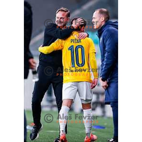 Ales Arnol and Martin Pecar during Prva liga Telemach 2025/2026 football match between Bravo Big Bang and Primorje in Ljubljana, Slovenia on October 19, 2025