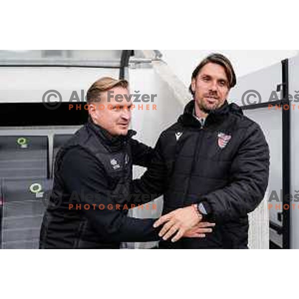 Ales Arnol and Milan Andjelkovic during Prva liga Telemach 2025/2026 football match between Bravo Big Bang and Primorje in Ljubljana, Slovenia on October 19, 2025