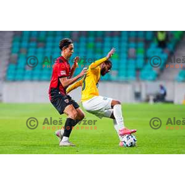 Haris Kadric and Nzuzi in action during Prva liga Telemach 2025/2026 football match between Bravo Big Bang and Primorje in Ljubljana, Slovenia on October 19, 2025