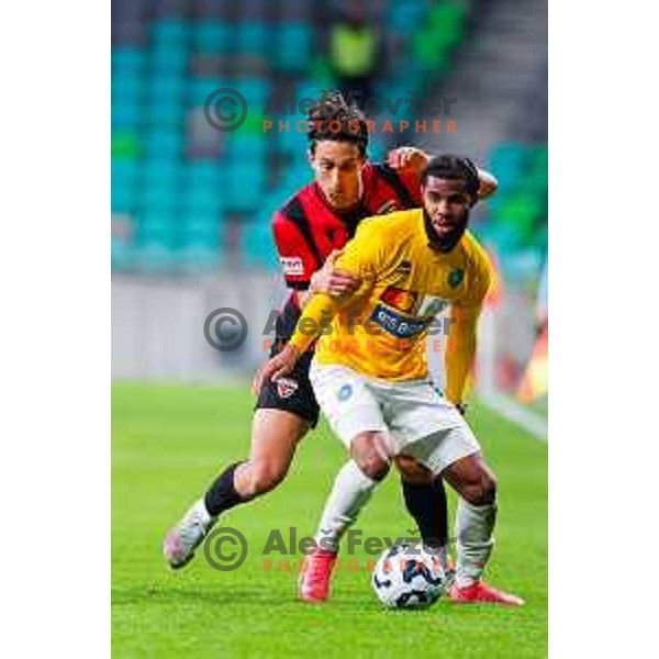Haris Kadric and Nzuzi in action during Prva liga Telemach 2025/2026 football match between Bravo Big Bang and Primorje in Ljubljana, Slovenia on October 19, 2025