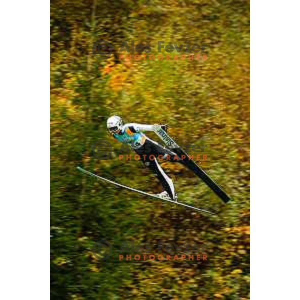 Zak Mogel competes at Slovenian Ski jumping National Championship summer edition in Kranj, Slovenia on October 21, 2025