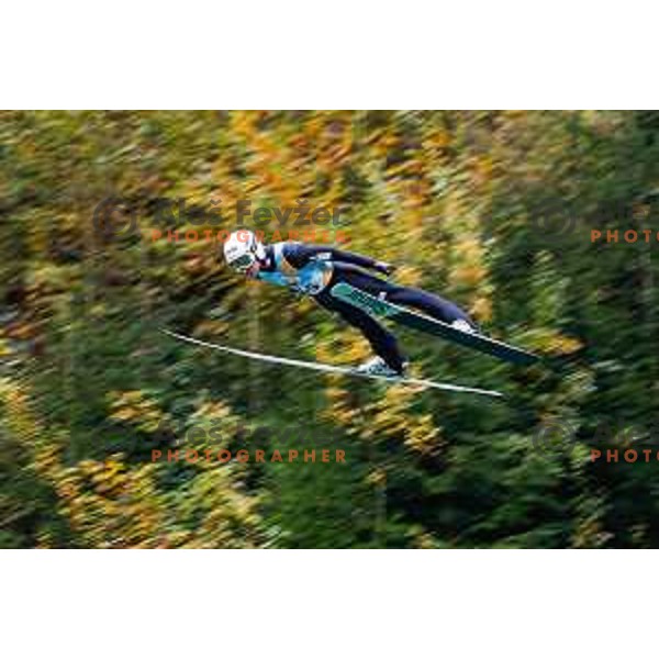 Anze Lanisek competes at Slovenian Ski jumping National Championship summer edition in Kranj, Slovenia on October 21, 2025