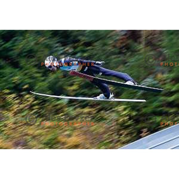 Timi Zajc competes at Slovenian Ski jumping National Championship summer edition in Kranj, Slovenia on October 21, 2025