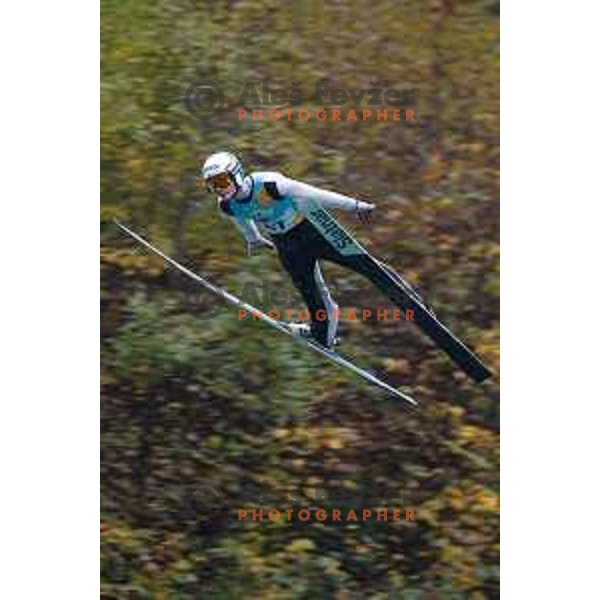 Domen Prevc competes at Slovenian Ski jumping National Championship summer edition in Kranj, Slovenia on October 21, 2025