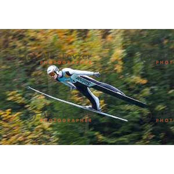 Domen Prevc competes at Slovenian Ski jumping National Championship summer edition in Kranj, Slovenia on October 21, 2025