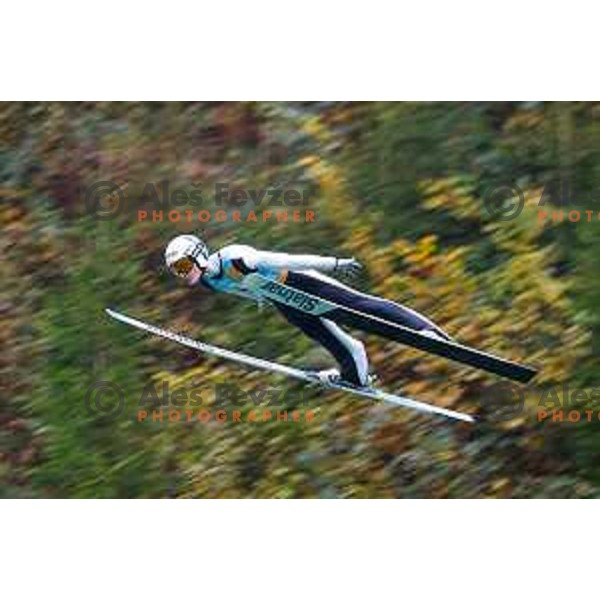 Domen Prevc competes at Slovenian Ski jumping National Championship summer edition in Kranj, Slovenia on October 21, 2025