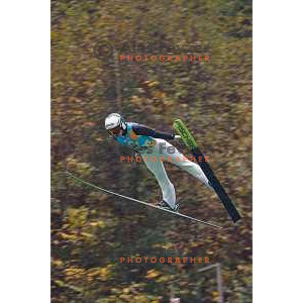 Nika Vodan competes at Slovenian Ski jumping National Championship summer edition in Kranj, Slovenia on October 21, 2025