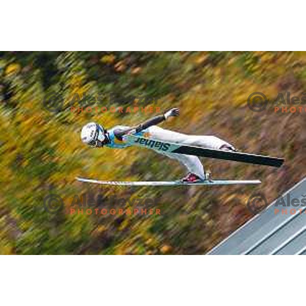 Nika Prevc competes at Slovenian Ski jumping National Championship summer edition in Kranj, Slovenia on October 21, 2025
