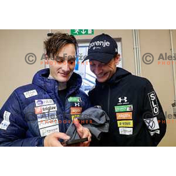 Domen Prevc and Anze Lanisek at Slovenian Ski jumping National Championship summer edition in Kranj, Slovenia on October 21, 2025