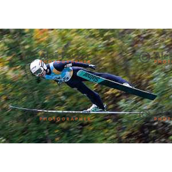 Anze Lanisek competes at Slovenian Ski jumping National Championship summer edition in Kranj, Slovenia on October 21, 2025