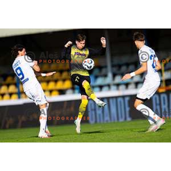 Zan Zaler of Kalcer Radomlje in action during Prva liga Telemach 2025/2026 football match between Kalcer Radomlje and Koper in Domžale, Slovenia on October 25, 2025. Photo: Filip Barbalic
