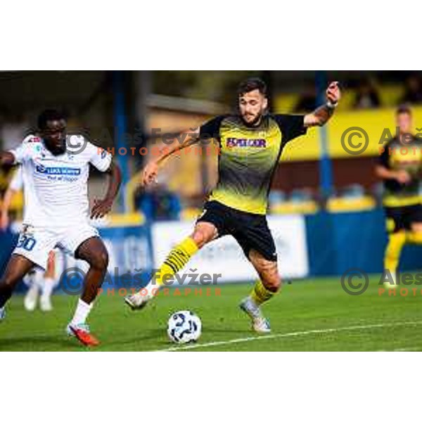 Nino Kukovec of Kalcer Radomlje in action during Prva liga Telemach 2025/2026 football match between Kalcer Radomlje and Koper in Domžale, Slovenia on October 25, 2025. Photo: Filip Barbalic