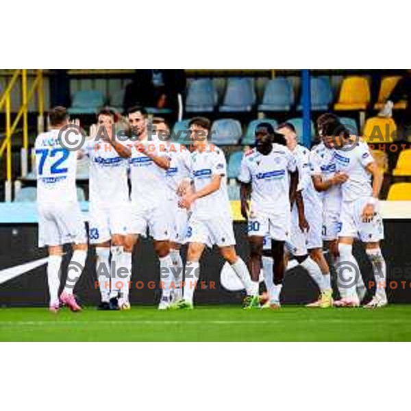 Players of Koper celebrate goal during Prva liga Telemach 2025/2026 football match between Kalcer Radomlje and Koper in Domžale, Slovenia on October 25, 2025. Photo: Filip Barbalic