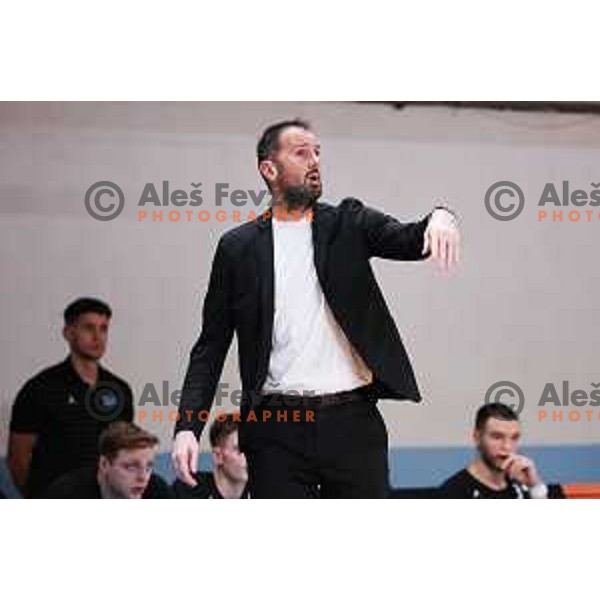 Head coach of Ilirija, Stipe Modric in action during OTP Bank League 2025/2026 basketball match between Ilirija and Zlatorog Lasko in Ježica, Ljubljana, Slovenia on October 25, 2025. Photo: Filip Barbalic