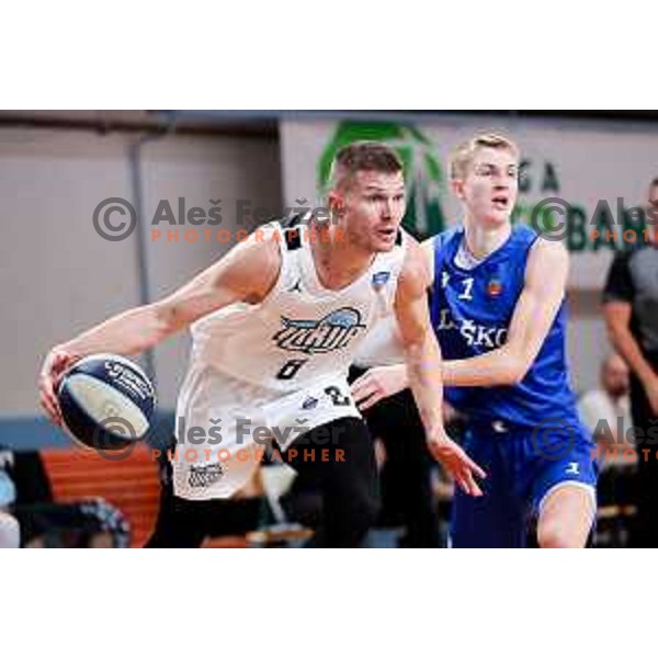 Edo Muric of Ilirija in action during OTP Bank League 2025/2026 basketball match between Ilirija and Zlatorog Lasko in Ježica, Ljubljana, Slovenia on October 25, 2025. Photo: Filip Barbalic