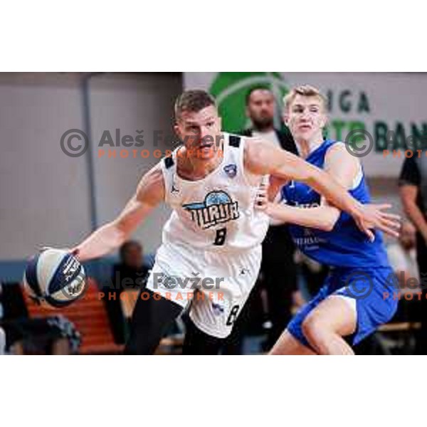 Edo Muric of Ilirija in action during OTP Bank League 2025/2026 basketball match between Ilirija and Zlatorog Lasko in Ježica, Ljubljana, Slovenia on October 25, 2025. Photo: Filip Barbalic