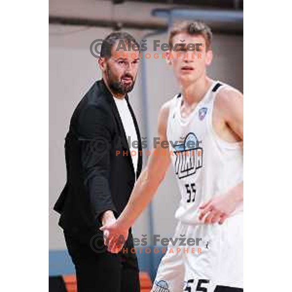 Head coach of Ilirija, Stipe Modric in action during OTP Bank League 2025/2026 basketball match between Ilirija and Zlatorog Lasko in Ježica, Ljubljana, Slovenia on October 25, 2025. Photo: Filip Barbalic