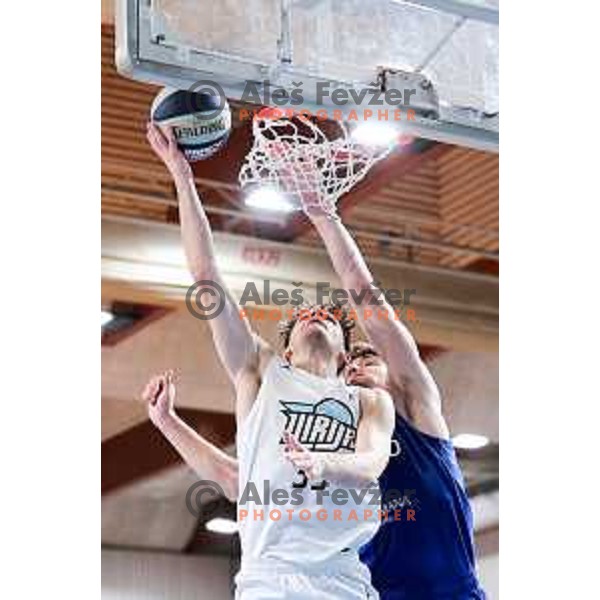 Luka Kures of Ilirija in action during OTP Bank League 2025/2026 basketball match between Ilirija and Zlatorog Lasko in Ježica, Ljubljana, Slovenia on October 25, 2025. Photo: Filip Barbalic