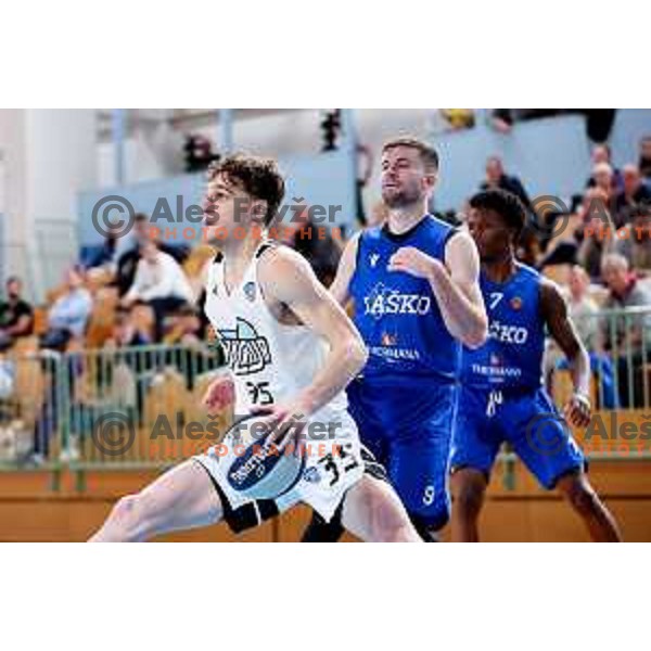 Luka Kures of Ilirija in action during OTP Bank League 2025/2026 basketball match between Ilirija and Zlatorog Lasko in Ježica, Ljubljana, Slovenia on October 25, 2025. Photo: Filip Barbalic