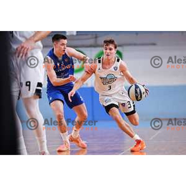 Bine Gabrijel of Ilirija in action during OTP Bank League 2025/2026 basketball match between Ilirija and Zlatorog Lasko in Ježica, Ljubljana, Slovenia on October 25, 2025. Photo: Filip Barbalic