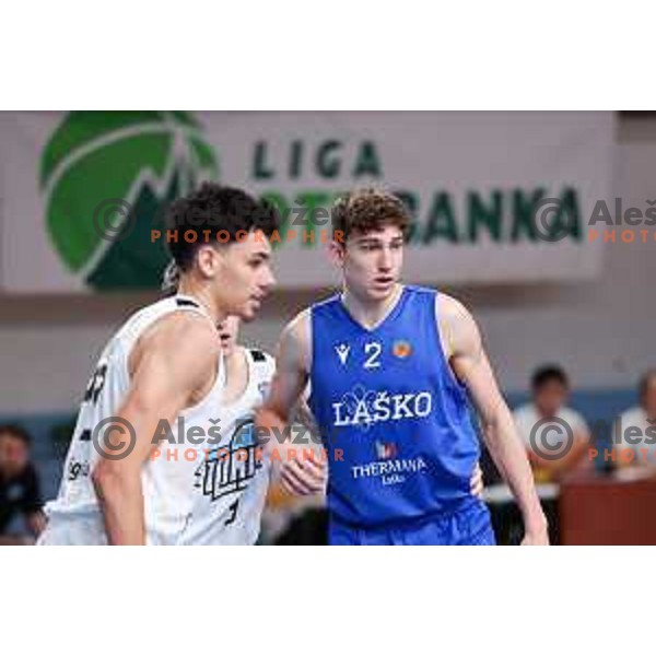 Matic Rezec of Zlatorog Lasko in action during OTP Bank League 2025/2026 basketball match between Ilirija and Zlatorog Lasko in Ježica, Ljubljana, Slovenia on October 25, 2025. Photo: Filip Barbalic