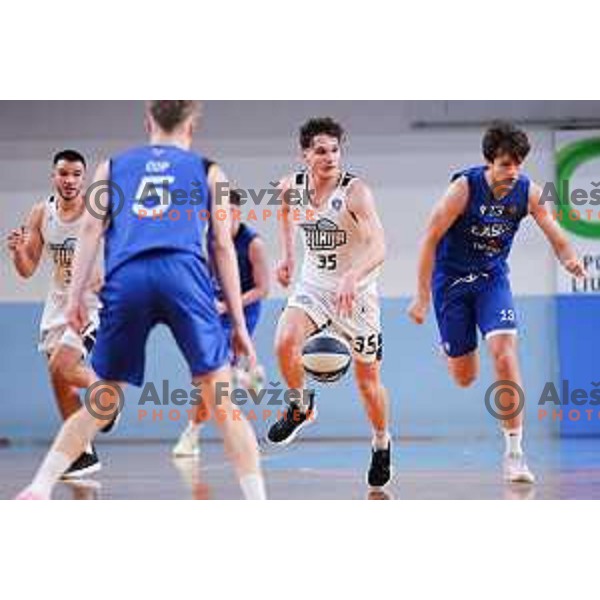 Luka Kures of Ilirija in action during OTP Bank League 2025/2026 basketball match between Ilirija and Zlatorog Lasko in Ježica, Ljubljana, Slovenia on October 25, 2025. Photo: Filip Barbalic