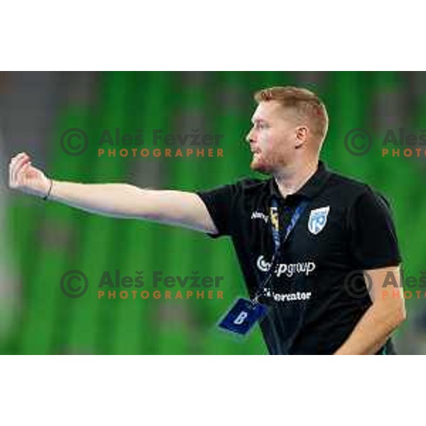 Novak Ziga, head coach of Krim OTP Group Mercator during EHF Women’s Champions League 2025/2026 handball match between Krim OTP Group Mercator (SLO) and CSM Bucaresti (ROU) in Ljubljana, Slovenia on October 25, 2025.