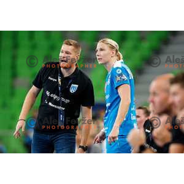 Novak Ziga, head coach of Krim OTP Group Mercator during EHF Women’s Champions League 2025/2026 handball match between Krim OTP Group Mercator (SLO) and CSM Bucaresti (ROU) in Ljubljana, Slovenia on October 25, 2025.