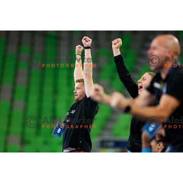 Novak Ziga, head coach of Krim OTP Group Mercator during EHF Women’s Champions League 2025/2026 handball match between Krim OTP Group Mercator (SLO) and CSM Bucaresti (ROU) in Ljubljana, Slovenia on October 25, 2025.