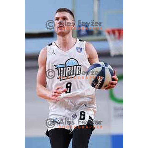 Edo Muric of Ilirija in action during OTP Bank League 2025/2026 basketball match between Ilirija and Zlatorog Lasko in Ježica, Ljubljana, Slovenia on October 25, 2025. Photo: Filip Barbalic