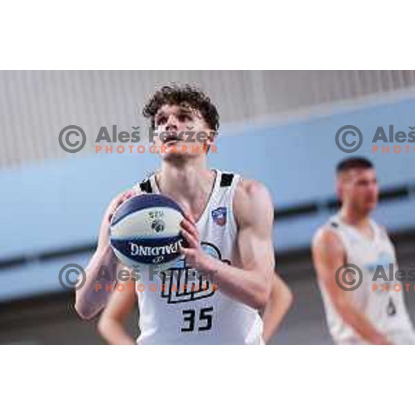 Luka Kures of Ilirija in action during OTP Bank League 2025/2026 basketball match between Ilirija and Zlatorog Lasko in Ježica, Ljubljana, Slovenia on October 25, 2025. Photo: Filip Barbalic