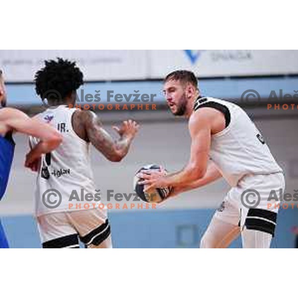 Tim Tomazic of Ilirija in action during OTP Bank League 2025/2026 basketball match between Ilirija and Zlatorog Lasko in Ježica, Ljubljana, Slovenia on October 25, 2025. Photo: Filip Barbalic