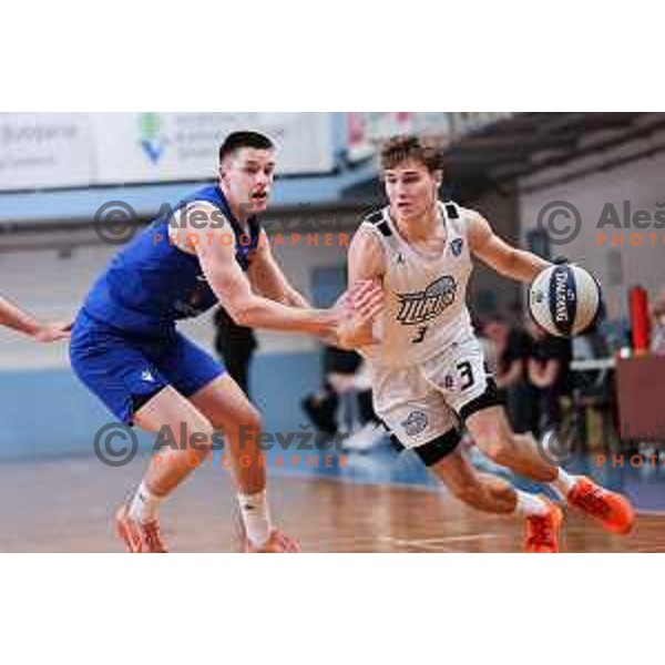 Bine Gabrijel of Ilirija in action during OTP Bank League 2025/2026 basketball match between Ilirija and Zlatorog Lasko in Ježica, Ljubljana, Slovenia on October 25, 2025. Photo: Filip Barbalic