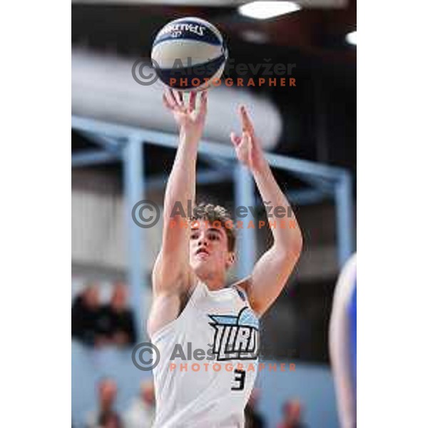 Bine Gabrijel of Ilirija in action during OTP Bank League 2025/2026 basketball match between Ilirija and Zlatorog Lasko in Ježica, Ljubljana, Slovenia on October 25, 2025. Photo: Filip Barbalic