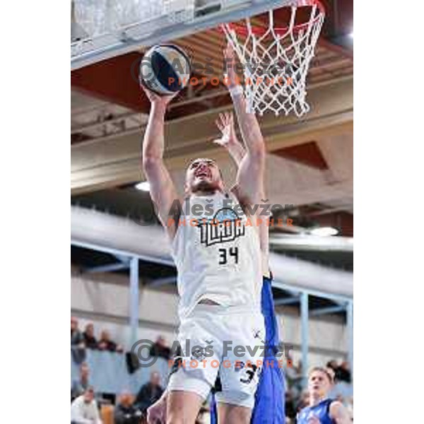 Bine Prepelic in action during OTP Bank League 2025/2026 basketball match between Ilirija and Zlatorog Lasko in Ježica, Ljubljana, Slovenia on October 25, 2025. Photo: Filip Barbalic
