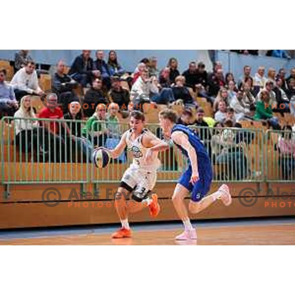 Bine Gabrijel of Ilirija in action during OTP Bank League 2025/2026 basketball match between Ilirija and Zlatorog Lasko in Ježica, Ljubljana, Slovenia on October 25, 2025. Photo: Filip Barbalic