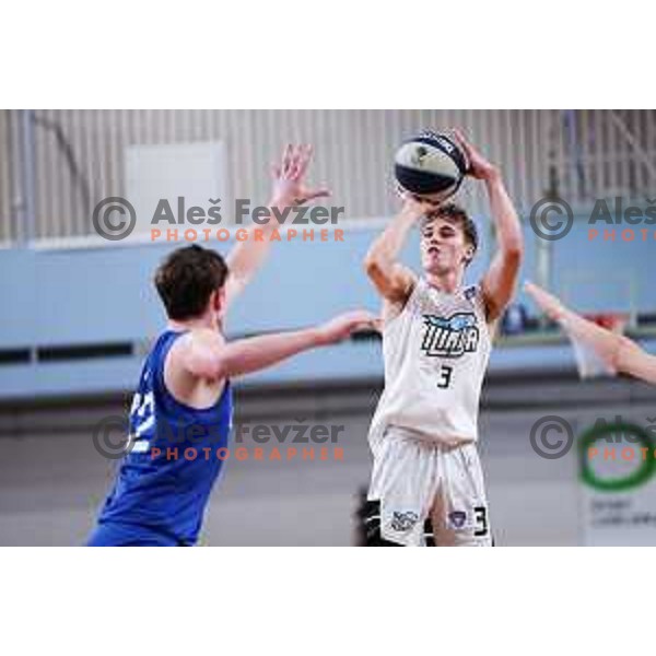 Bine Gabrijel of Ilirija in action during OTP Bank League 2025/2026 basketball match between Ilirija and Zlatorog Lasko in Ježica, Ljubljana, Slovenia on October 25, 2025. Photo: Filip Barbalic