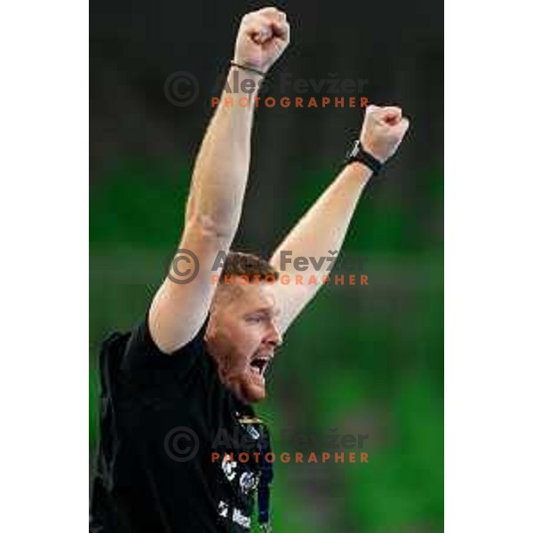 Novak Ziga, head coach of Krim OTP Group Mercator during EHF Women’s Champions League 2025/2026 handball match between Krim OTP Group Mercator (SLO) and CSM Bucaresti (ROU) in Ljubljana, Slovenia on October 25, 2025.
