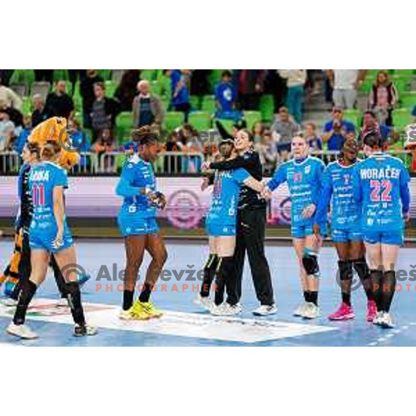 during EHF Women’s Champions League 2025/2026 handball match between Krim OTP Group Mercator (SLO) and CSM Bucaresti (ROU) in Ljubljana, Slovenia on October 25, 2025.