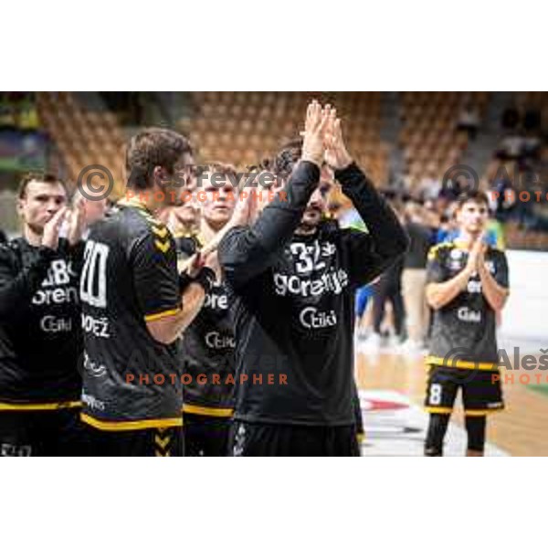 Gorenje players after 1.NLB league handball match between Celje Pivovarna Lasko and Gorenje Velenje in Celje, Slovenia on Oktober 25, 2025.