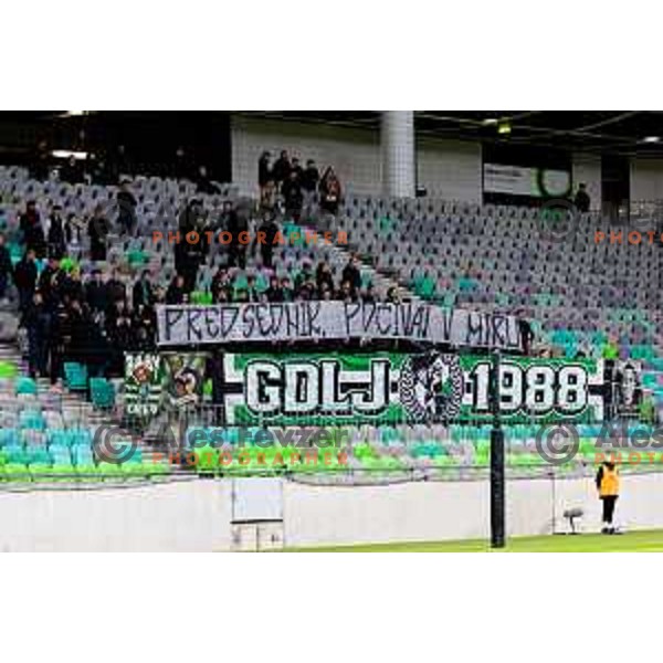 Green Dragons during minute of silence for Milan Mandaric prior to the Prva liga Telemach 2025/2026 football match between Olimpija and Domžale in Stozice, Ljubljana, Slovenia on October 26, 2025. Photo: Filip Barbalic