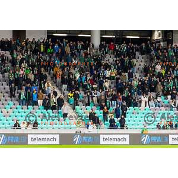 Fans of Olimpija during minute of silence for Milan Mandaric prior to the Prva liga Telemach 2025/2026 football match between Olimpija and Domžale in Stozice, Ljubljana, Slovenia on October 26, 2025. Photo: Filip Barbalic